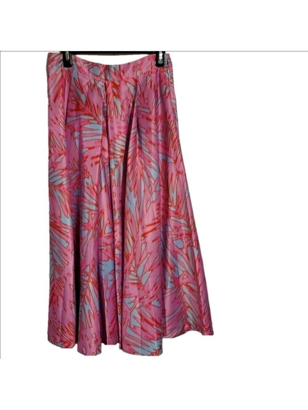 Romeo Juliet Pink Red Palm Print Midi Circle Skirt Medium